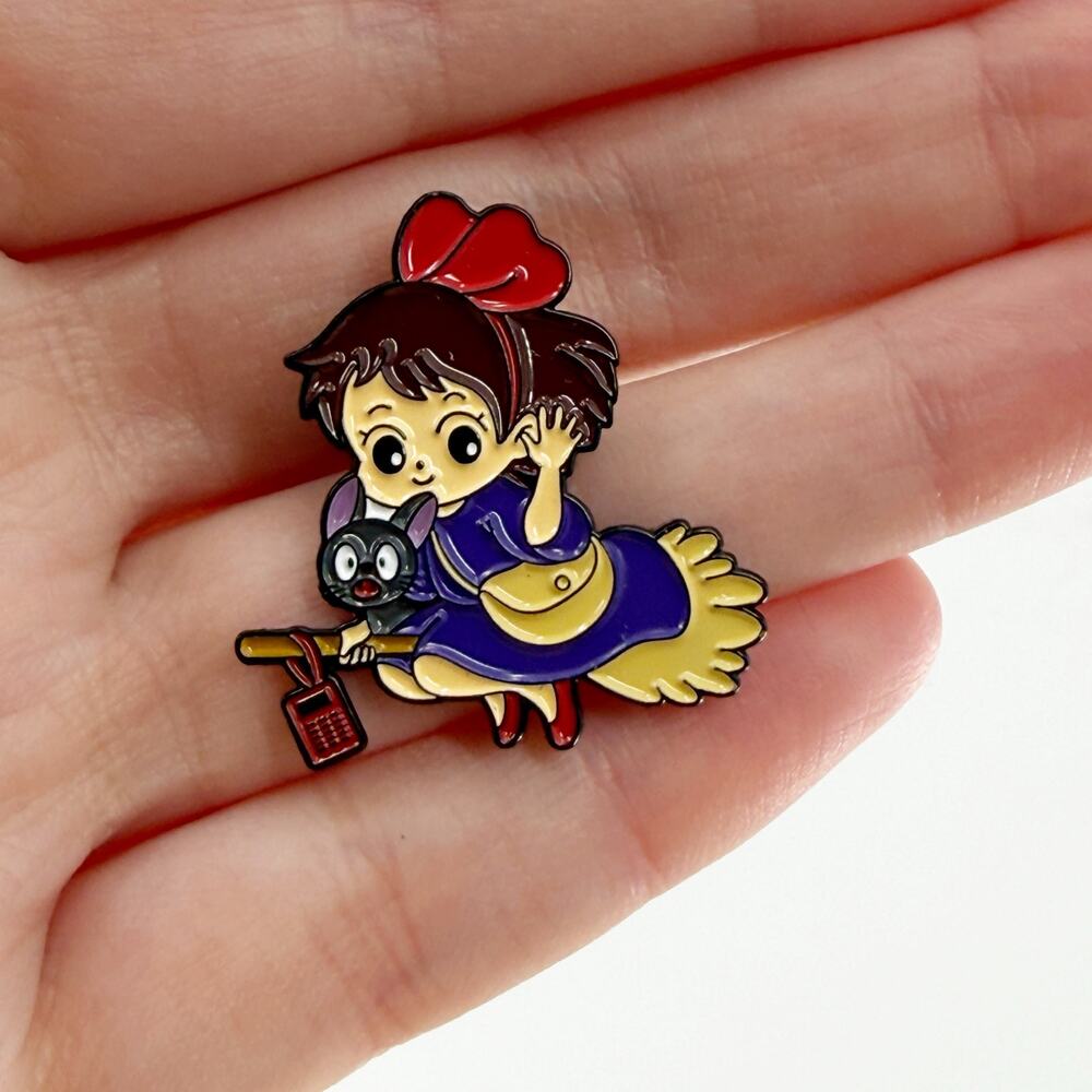 Kiki Cat Witch Soft Enamel Pin Cute Anime Inspired Flying Lapel Badge